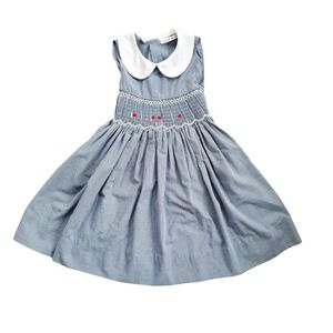 Vtg Christie Brooks Smocked Cherry Dress 6x